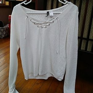 White criss cross sweater